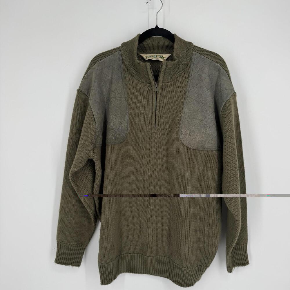 Bob Allen sweater mens large L green wool hunting half zip winter warm outdoor